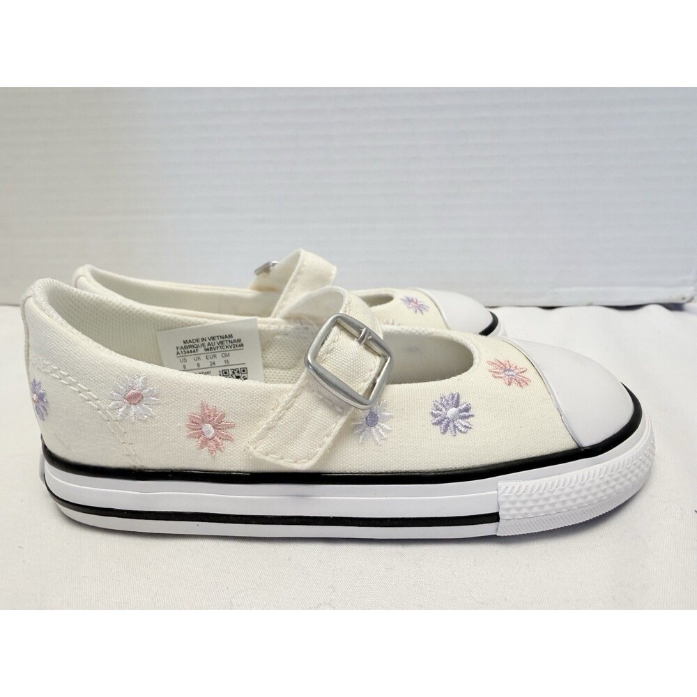 CONVERSE Chuck Taylor All Star Dainty Mary Jane Toddler Size 8 Cream Floral - Picture 3 of 10